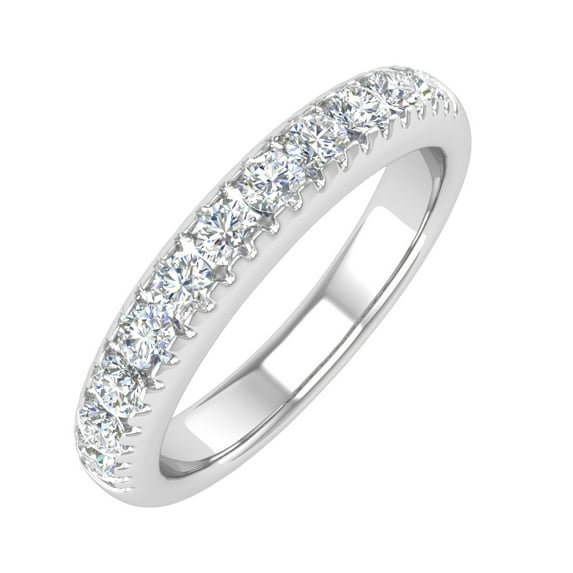 1/2 Carat Round Diamond Wedding Band Ring in 14K White Gold (Ring Size 10.75) (I1-I2 Clarity)