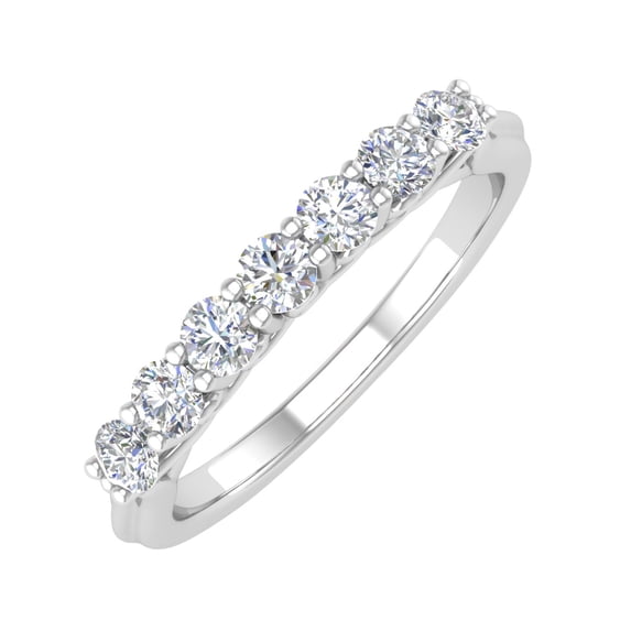1/2 Carat Round Diamond Wedding Band Ring in 14K White Gold (Ring Size 10) (I1-I2 Clarity)
