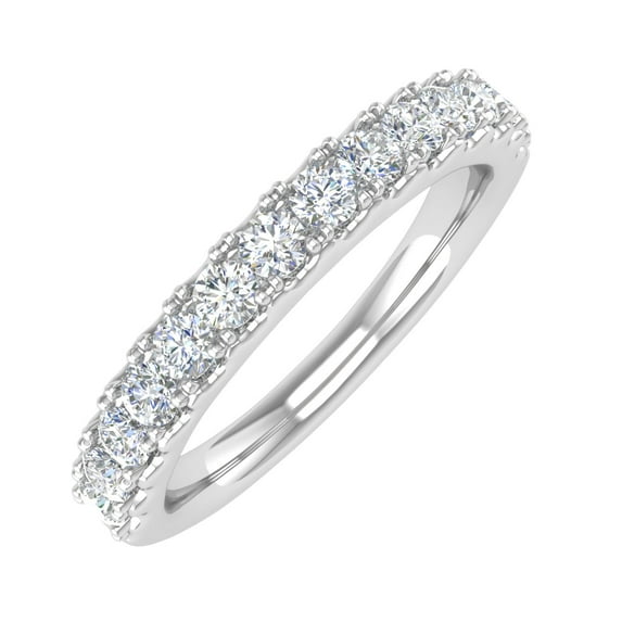 1/2 Carat Round Diamond Wedding Band Ring in 14K White Gold (Ring Size 11) (I1-I2 Clarity)