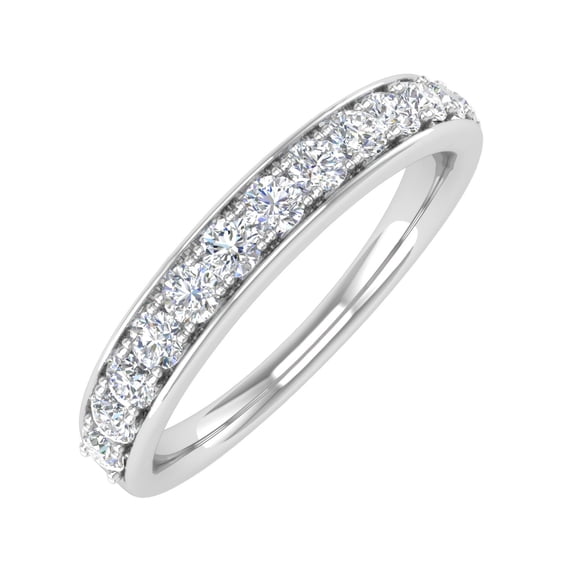 1/2 Carat Round Diamond Wedding Band Ring in 14K White Gold (Ring Size 4.25) (SI1-SI2 Clarity)