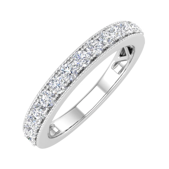 1/2 Carat Round Diamond Wedding Band Ring in 14K White Gold (Ring Size 4.25)