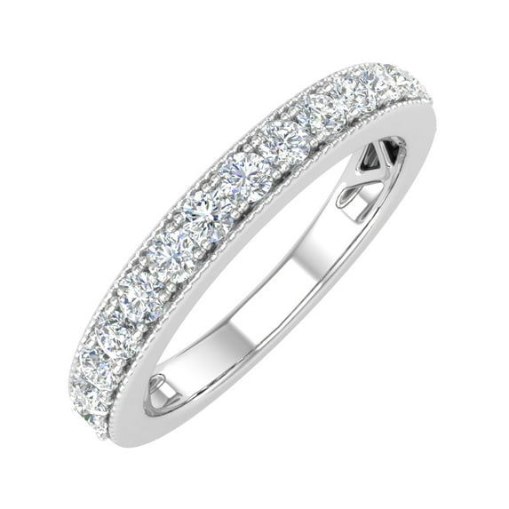 1/2 Carat Round Diamond Wedding Band Ring in 14K White Gold (Ring Size 4) (SI1-SI2 Clarity)