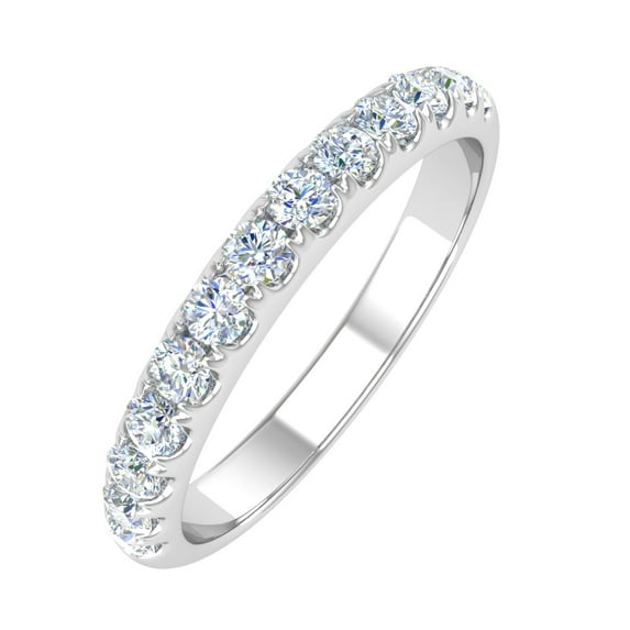 1/2 Carat Round Diamond Wedding Band Ring in 14K White Gold (Ring Size 5.75)