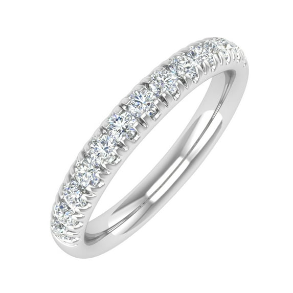 1/2 Carat Round Diamond Wedding Band Ring in 14K White Gold (Ring Size 5)