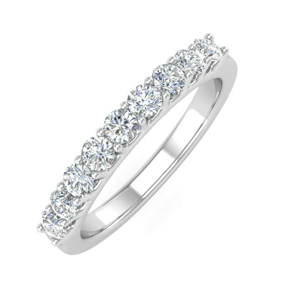 1/2 Carat Round Diamond Wedding Band Ring in 14K White Gold (Ring Size 7.5)