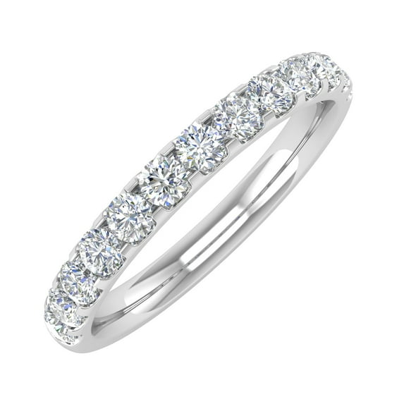 1/2 Carat Round Diamond Wedding Band Ring in 14K White Gold (Ring Size 8.25) (I1-I2 Clarity)
