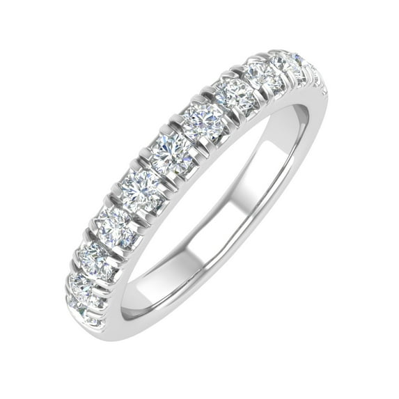 1/2 Carat Round Diamond Wedding Band Ring in 14K White Gold (Ring Size 8)
