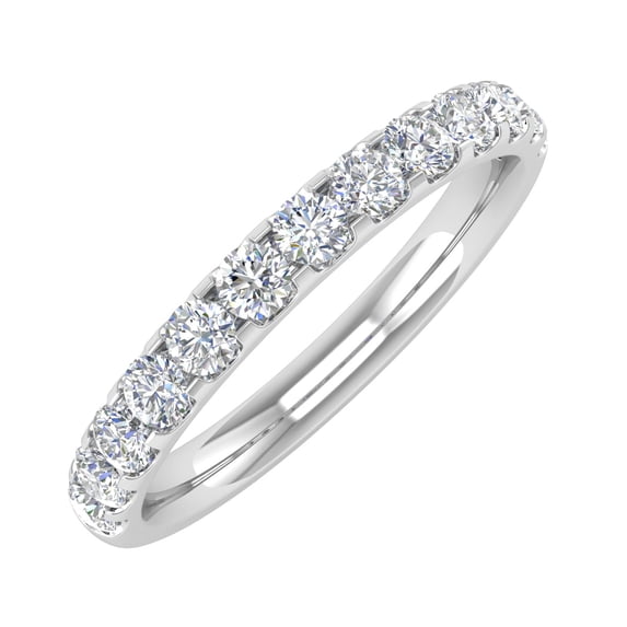 1/2 Carat Round Diamond Wedding Band Ring in 14K White Gold (Ring Size 9.75)