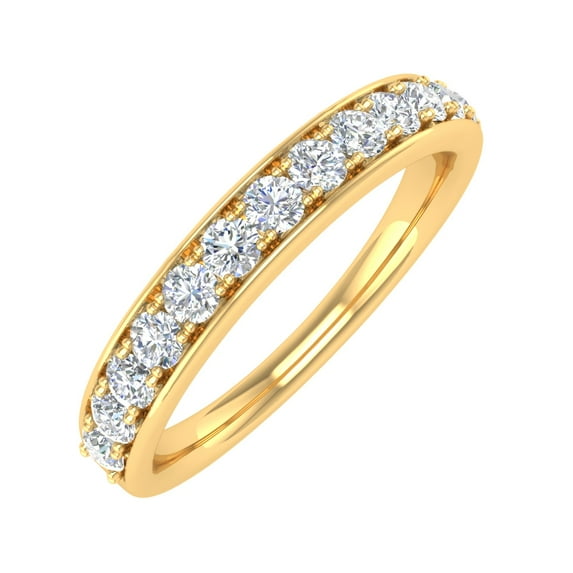 1/2 Carat Round Diamond Wedding Band Ring in 14K Yellow Gold (Ring Size 10.5) (SI1-SI2 Clarity)