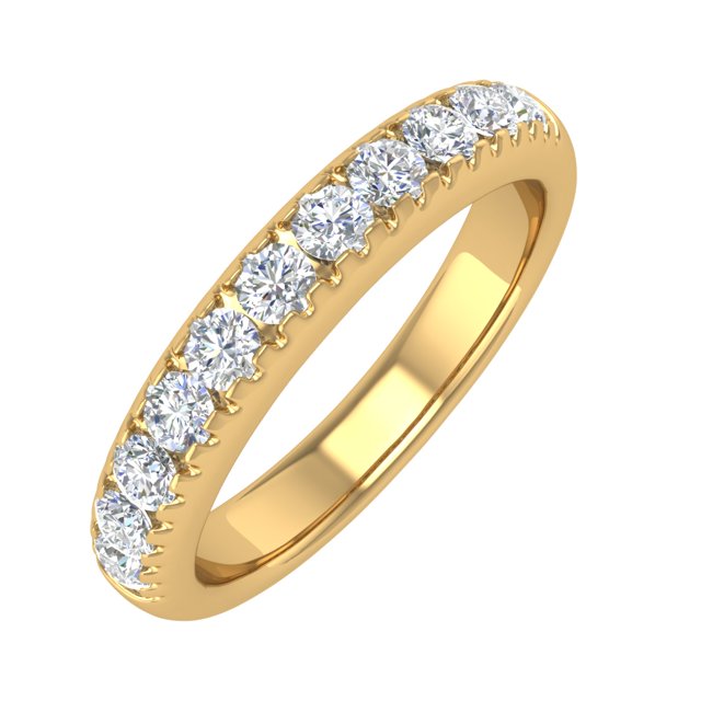 1/2 Carat Round Diamond Wedding Band Ring in 14K Yellow Gold (Ring Size