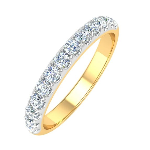 1/2 Carat Round Diamond Wedding Band Ring in 14K Yellow Gold (Ring Size 11) (I1-I2 Clarity)