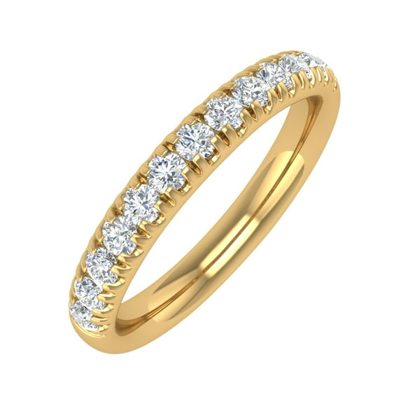 1/2 Carat Round Diamond Wedding Band Ring in 14K Yellow Gold (Ring Size 11) (I1-I2 Clarity)