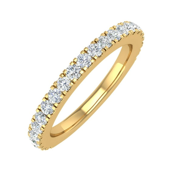 1/2 Carat Round Diamond Wedding Band Ring in 14K Yellow Gold (Ring Size 5.25) (SI1-SI2 Clarity)