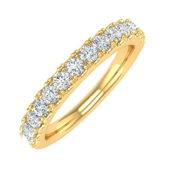 1/2 Carat Round Diamond Wedding Band Ring in 14K Yellow Gold (Ring Size 5.5)