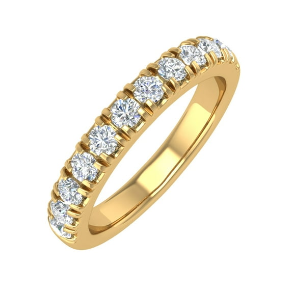 1/2 Carat Round Diamond Wedding Band Ring in 14K Yellow Gold (Ring Size 7.25)
