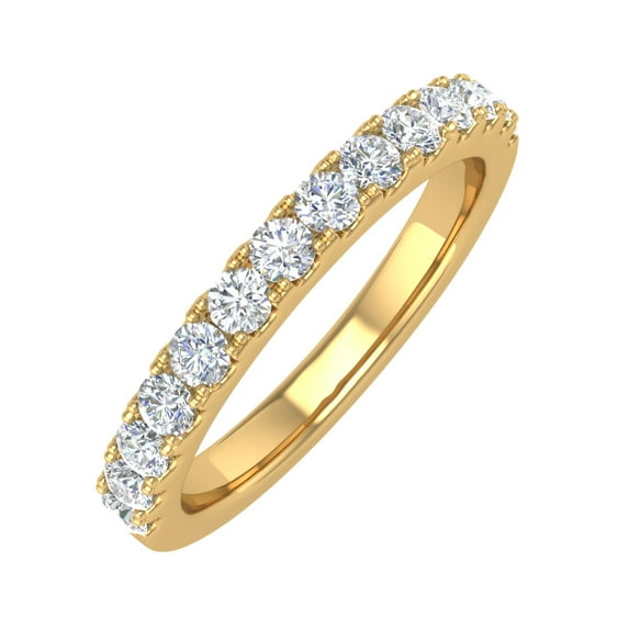 1/2 Carat Round Diamond Wedding Band Ring in 14K Yellow Gold (Ring Size 8.5) (I1-I2 Clarity)