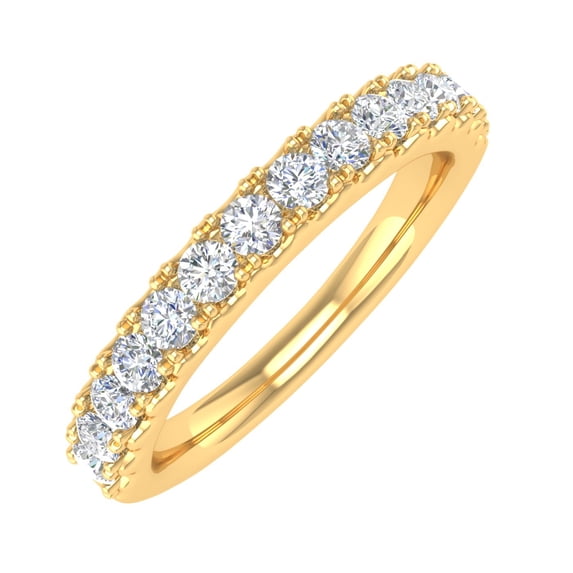1/2 Carat Round Diamond Wedding Band Ring in 14K Yellow Gold (Ring Size 9.25) (I1-I2 Clarity)