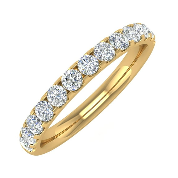 1/2 Carat Round Diamond Wedding Band Ring in 14K Yellow Gold (Ring Size 9.25) (I1-I2 Clarity)