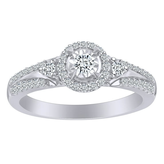 AFFY 1/2 Carat Round Shape White Natural Diamond Engagement Ring In 10k Solid White Gold (0.50 Cttw) Ring Size-9