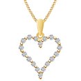 thumbnail image 1 of AFFY 1/2 Carat Round Shape White Natural Diamond Heart Pendant Necklace In 10k Solid Yellow Gold (0.50 Cttw), 1 of 1