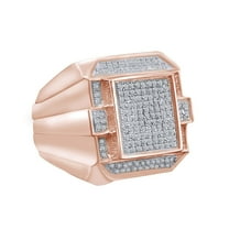 AFFY 1/2 Carat Round Shape White Natural Diamond Men's Ring 10K Rose Gold Over Sterling Silver (0.50 Ct) Ring Size-9