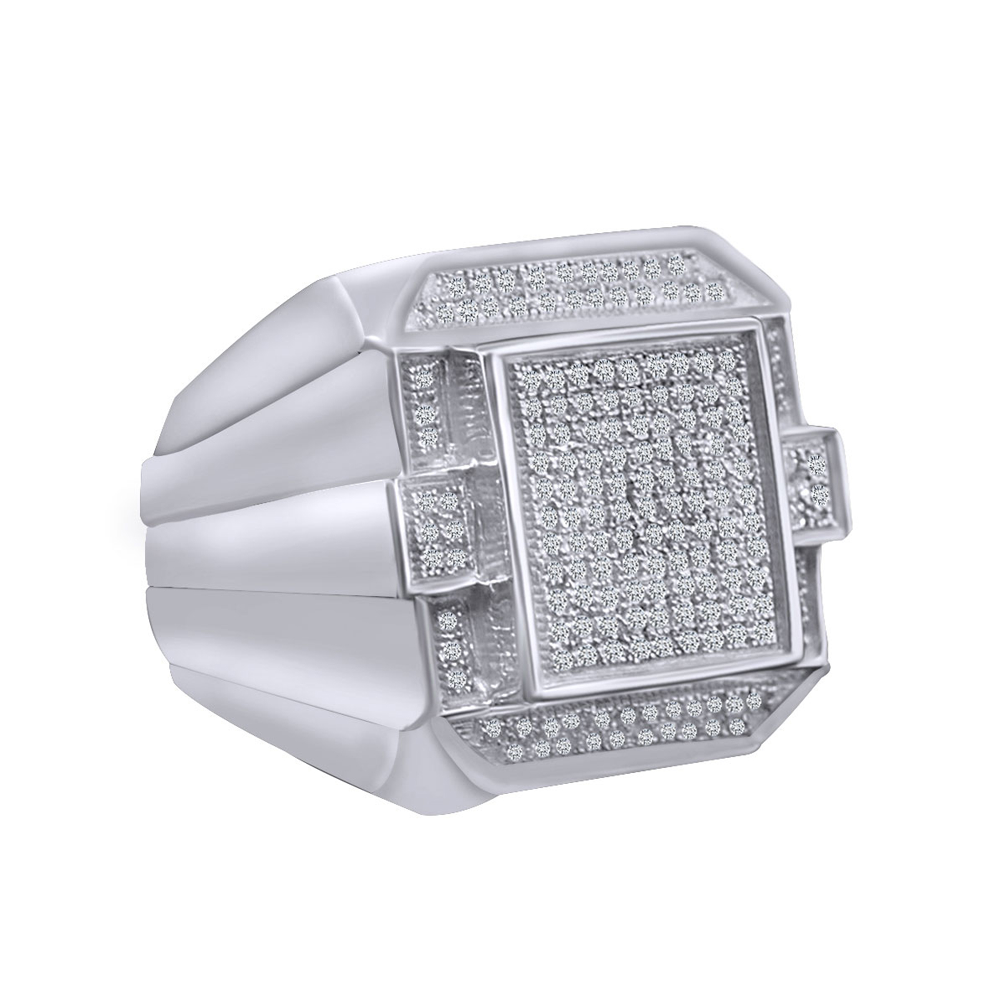 Dazzlingrock Collection 1.15ctw Men's Diamond Wedding Band | 10K White Gold Micro Pave Ring | 8mm Wide