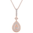 thumbnail image 1 of AFFY 1/2 Carat Round Shape White Natural Diamond Pear Frame Pendant Necklace In 14k Solid Rose Gold (0.50 Cttw), 1 of 1