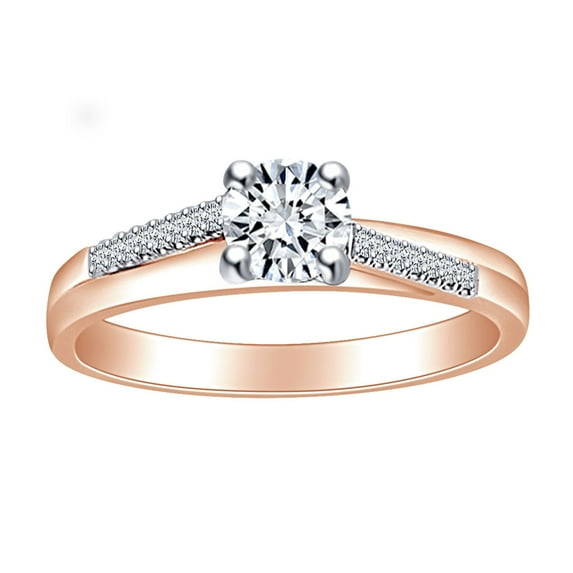 AFFY 1/2 Carat Round Shape White Natural Diamond Solitaire Engagement Ring In 14k Solid Rose Gold (0.50 Cttw) Ring Size-8