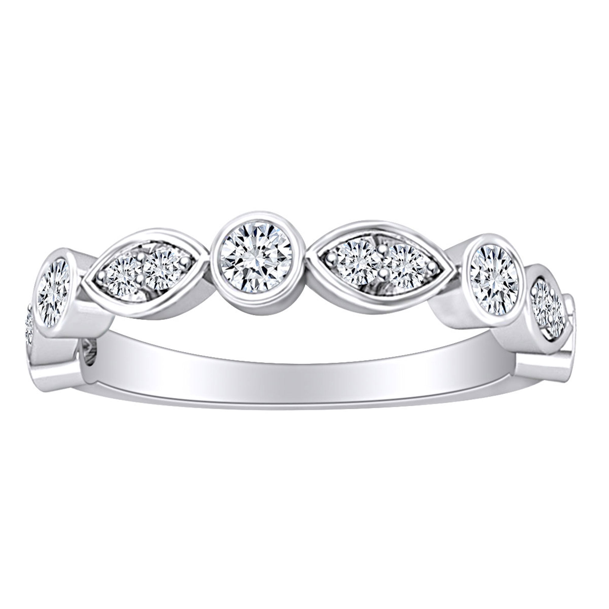 1 2 Carat Round White Natural Diamond Marquise Style Wedding Band