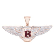 AFFY 1/2 Carat Round White Natural Diamond & Simulated Garnet Hip Hop Luxury Car logo pendant 14k Solid Rose Gold