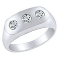 thumbnail image 1 of AFFY 1/2 Carat Round White Natural Diamond Three Stone Men's Wedding Band Ring In 14k Solid White Gold (0.50 Cttw) Ring Size-14, 1 of 3