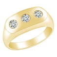 thumbnail image 1 of AFFY 1/2 Carat Round White Natural Diamond Three Stone Men's Wedding Band Ring In 14k Solid Yellow Gold (0.50 Cttw) Ring Size-12.5, 1 of 3