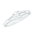 thumbnail image 1 of Rosec Jewels Certified Moissanite Promise Ring for Women - 5 mm Round - Split Shank Ring - Half Carat - D-VS1 Quality, 18K White Gold, US 6.50, 1 of 8