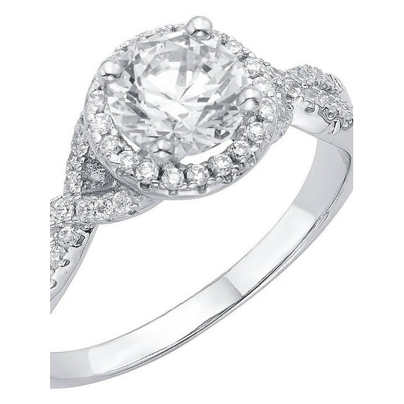 1/2 Carat T.G.W. Australian Crystal and CZ Sterling Silver Engagement Ring