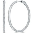 thumbnail image 1 of 1/2 Carat T.G.W. CZ Rhodium-Tone Inside-Outside Brass Hoop Earrings, 1 of 2