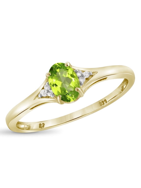 1/2 Carat T.G.W. Peridot And White Diamond Accent Sterling Silver Ring
