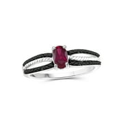 JEWELERSCLUB 1/2 Carat T.G.W. Ruby And Black Diamond Accent Sterling Silver Ring