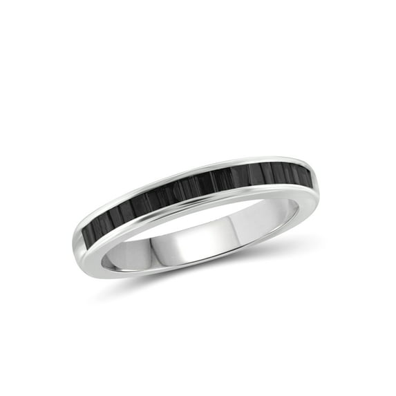 1/2 Carat T.W. Baguette-cut Black Diamond Sterling Silver Band Ring