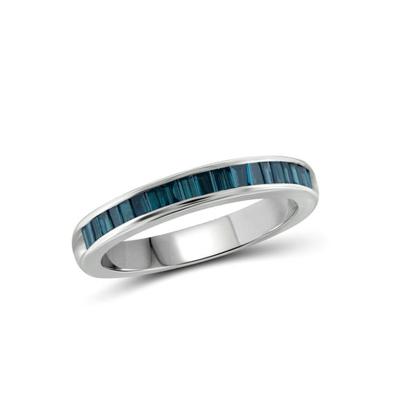 1/2 Carat T.W. Baguette-cut Blue Diamond Sterling Silver Band Ring