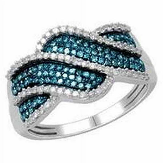 1/2 Carat T.W. Blue and White Diamond 10kt White Gold Fashion Ring