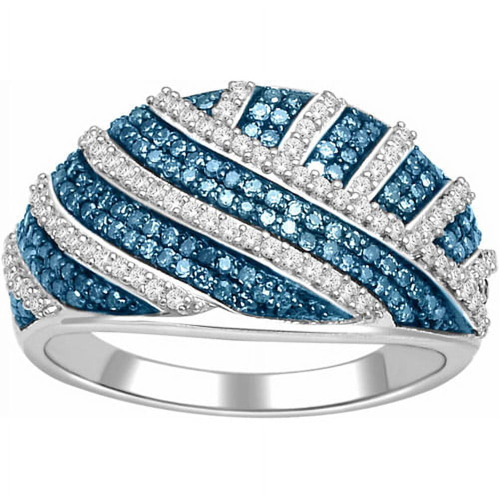 1/2 Carat T.W. Blue and White Diamond 10kt White Gold Fashion Ring