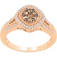 thumbnail image 1 of 1/2 Carat T.W. Champagne and White Diamond 10kt Rose Gold Splt Shank Fashion Ring, 1 of 3