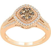 ARISTA 1/2 Carat T.W. Champagne and White Diamond 10kt Rose Gold Splt Shank Fashion Ring