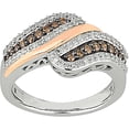 thumbnail image 1 of 1/2 Carat T.W. Champagne and White Diamond 10kt Rose and White Gold By-Pass Ring, 1 of 3