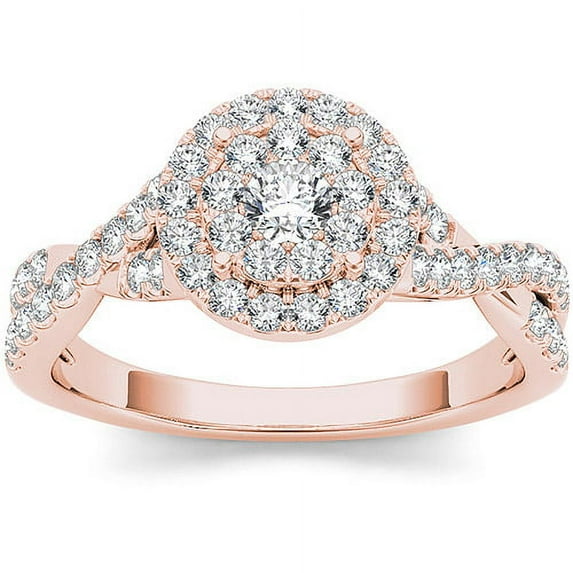 1/2 Carat T.W. Diamond 10kt Rose Gold Cluster Engagement Ring