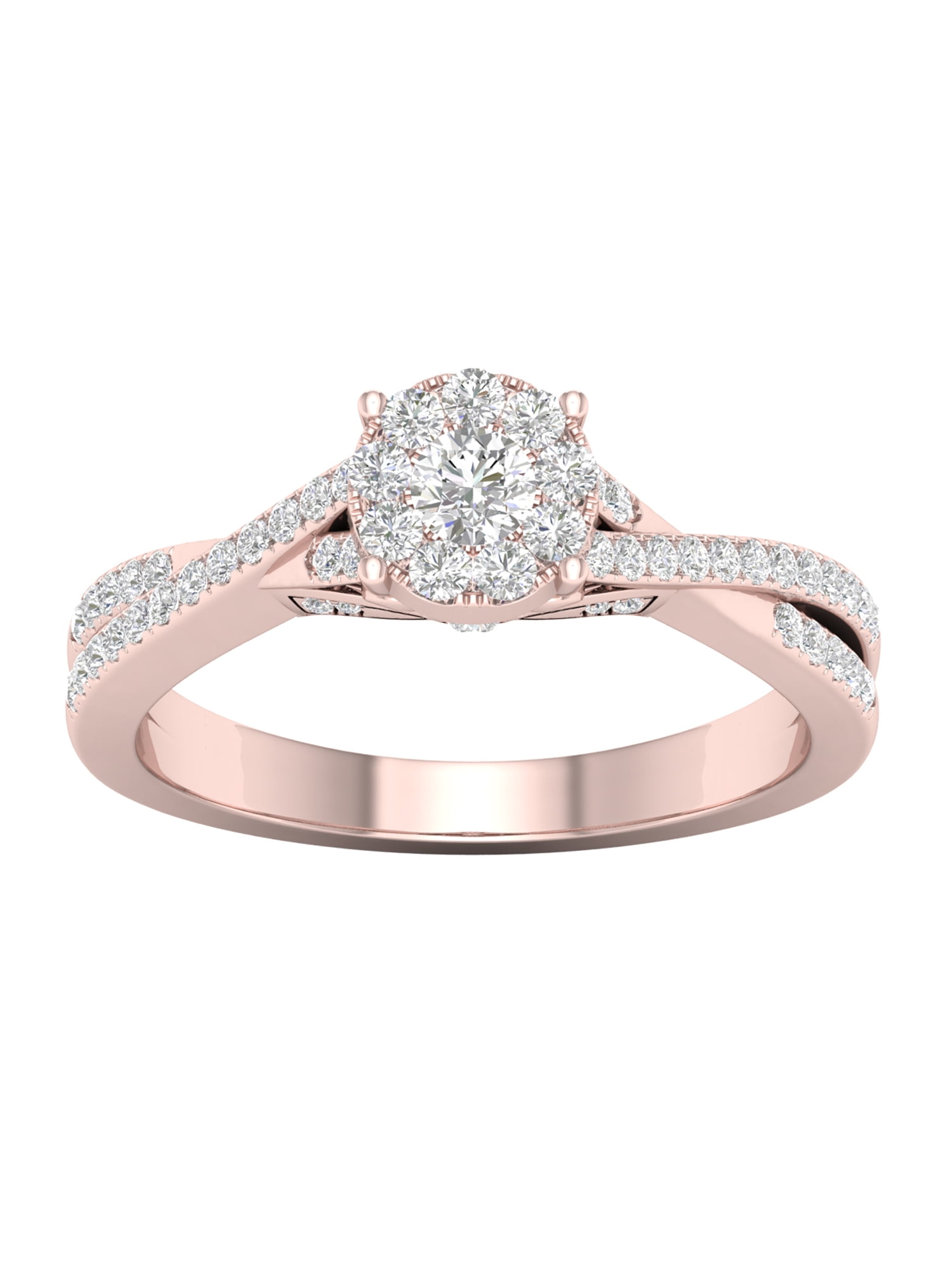 1/2 Carat T.W. Diamond 10kt Rose Gold Criss Cross Engagement Ring