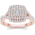 thumbnail image 1 of 1/2 Carat T.W. Diamond 10kt Rose Gold Cushion-Shape Double Halo Engagement Ring, 1 of 5