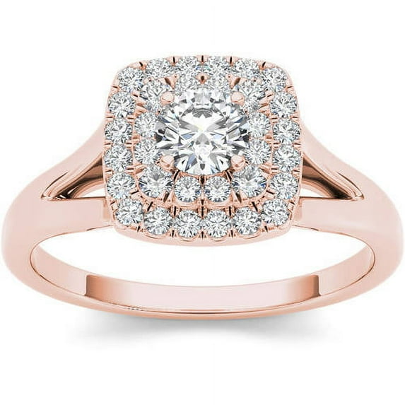 1/2 Carat T.W. Diamond 10kt Rose Gold Double Halo Engagement Ring