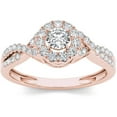 thumbnail image 1 of 1/2 Carat T.W. Diamond 10kt Rose Gold Single Halo Criss Cross Shank Engagement Ring, 1 of 5