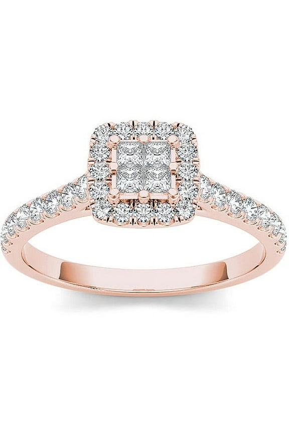 1/2 Carat T.W. Diamond 10kt Rose Gold Single Halo Engagement Ring